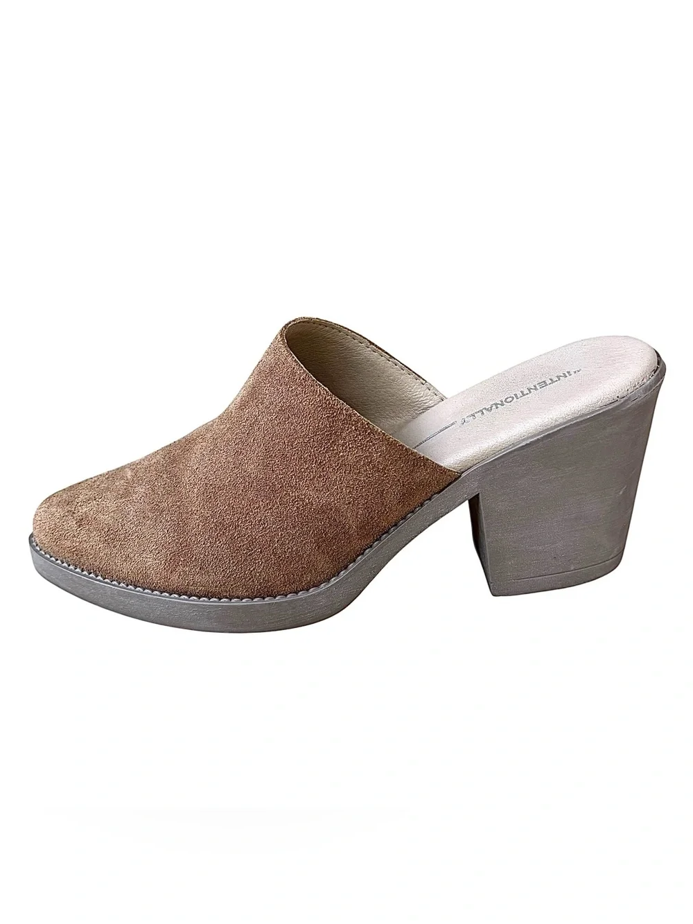 INTENTIONALLY BLANK Natural Suede Mules